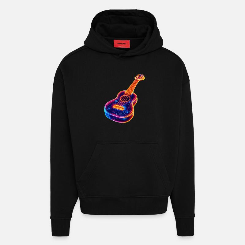 Ukulele Synthwave - Hoodie- made by SPREAD  - SOLID BLACK
