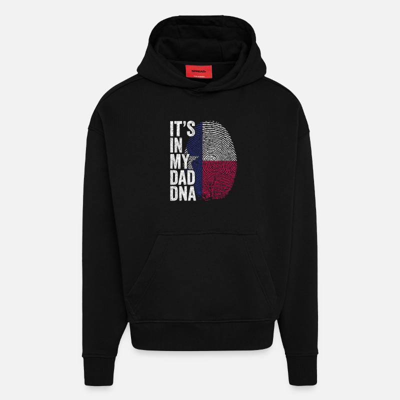 Drapeau Texas Empreinte Papa Texan - Sweat à capuche bio épais oversize fabriqué en UE - SOLID BLACK