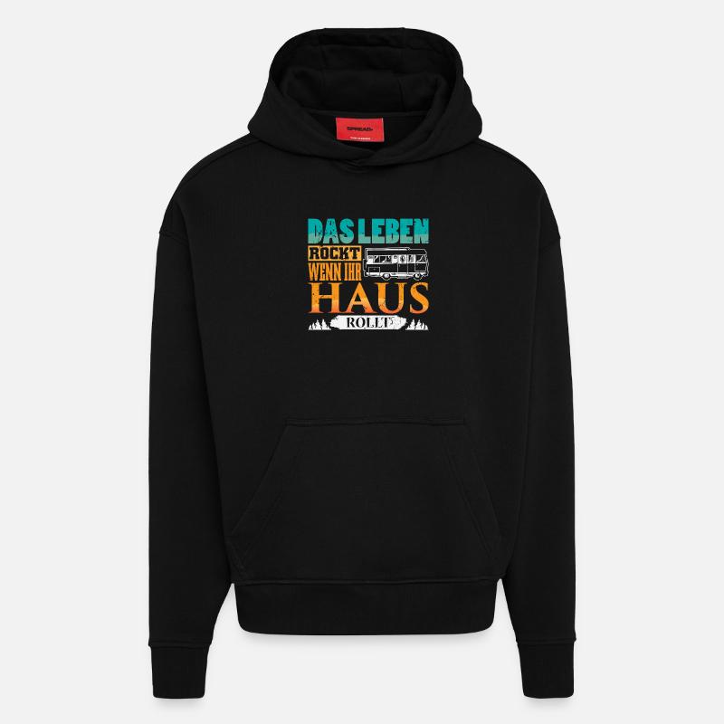 Camper Camping Wohnwagen Spruch - Hoodie- made by SPREAD  - SOLID BLACK