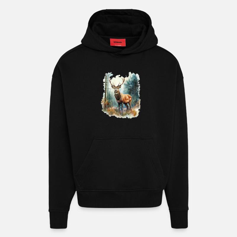 Deer Roe Deer - Hoodie- made by SPREAD - SOLID BLACK