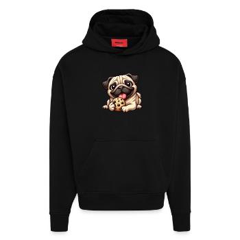 Süßer Mops Keks Cartoon Dessert Nachtisch - Hoodie- made by SPREAD  - SOLID BLACK - Vorne