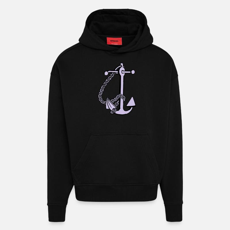 anchor - anker - Sweat à capuche bio épais oversize fabriqué en UE - SOLID BLACK