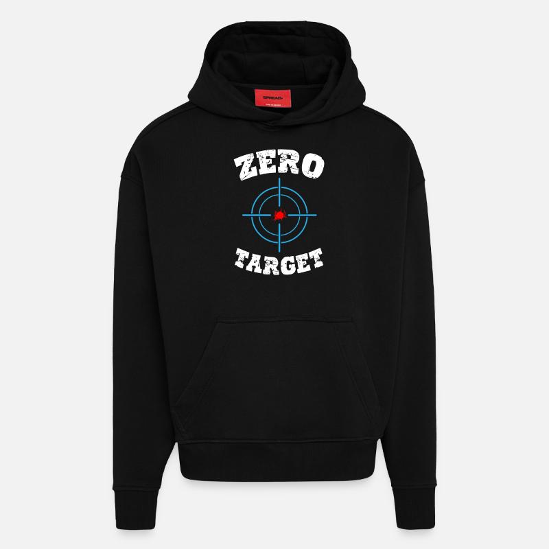 Zéro tir - Tireur d’élite - Sweat à capuche bio épais oversize fabriqué en UE - SOLID BLACK