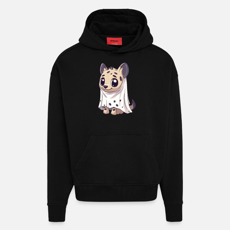 Hyäne Halloween Comic Geist - Hoodie- made by SPREAD  - SOLID BLACK