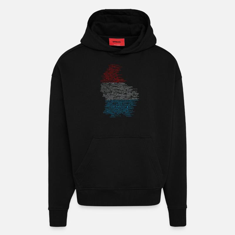 Lux Map Silhouette - Sweat à capuche bio épais oversize fabriqué en UE - SOLID BLACK