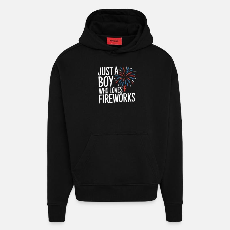 Pyrotechnie Feux d’artifice Pyrotechnie - Sweat à capuche bio épais oversize fabriqué en UE - SOLID BLACK