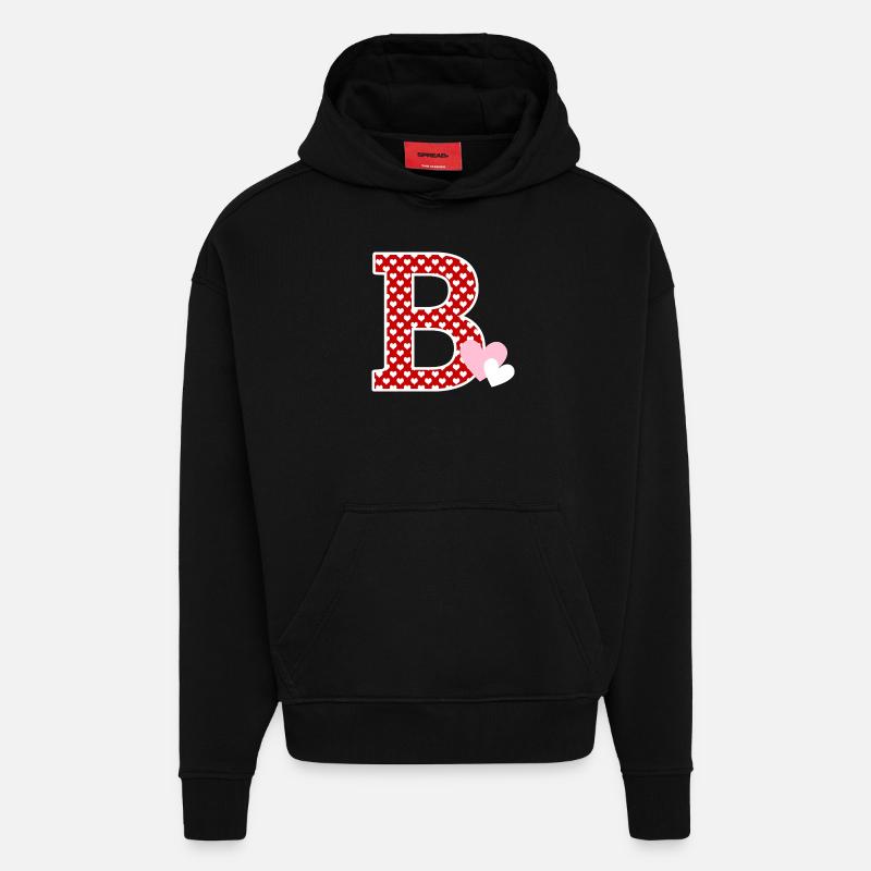Buchstabe B Herz - Hoodie- made by SPREAD  - SOLID BLACK