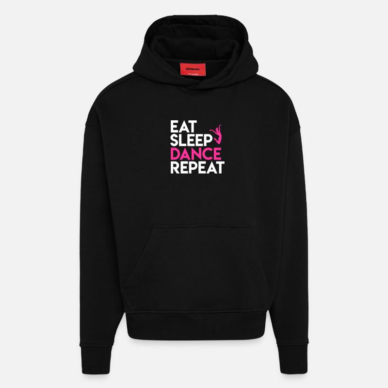 Danse et Vie Devise Design - Sweat à capuche bio épais oversize fabriqué en UE - SOLID BLACK