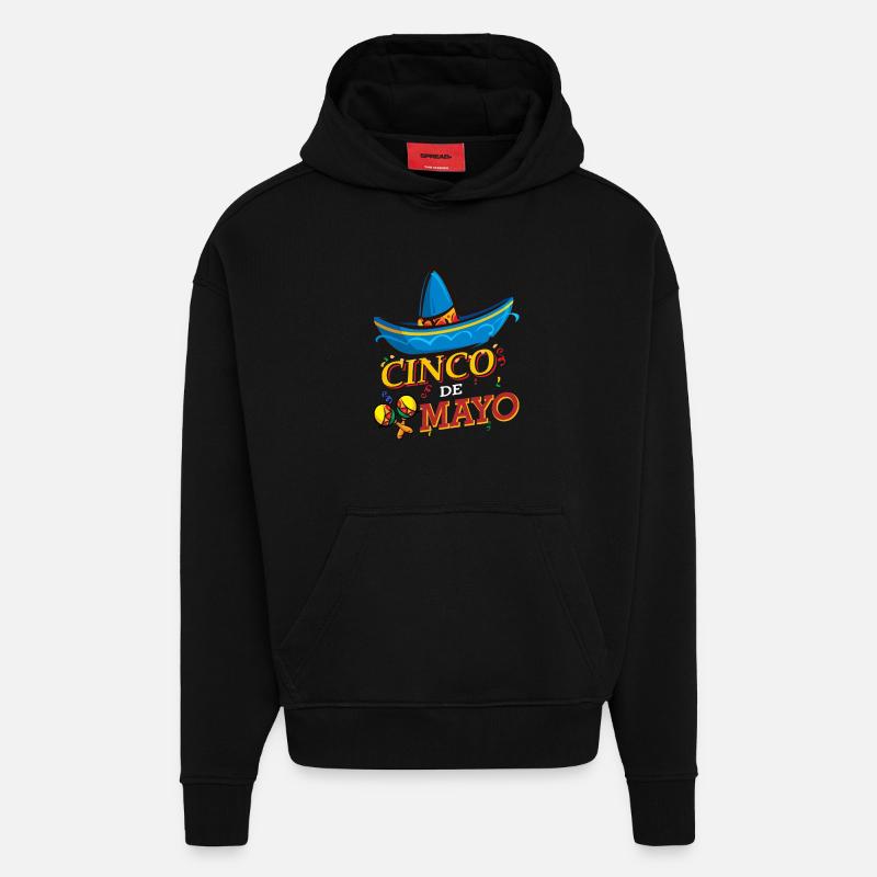 cinco de mayo - 5 de mayo - Sweat à capuche bio épais oversize fabriqué en UE - SOLID BLACK