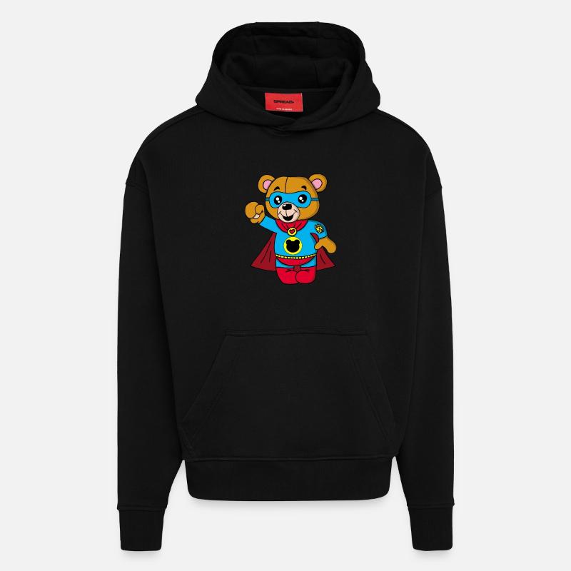 Super Teddybär - Hoodie- made by SPREAD  - SOLID BLACK