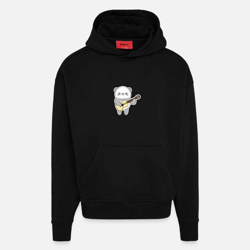 Panda mit Gitarre - Hoodie- made by SPREAD  - SOLID BLACK