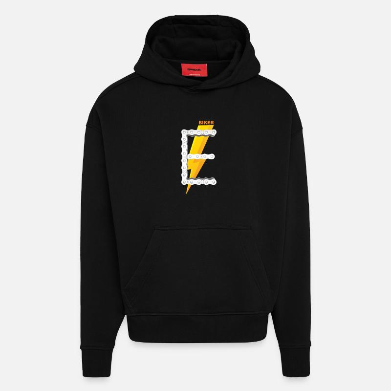 E-Biker Shirt Gift Icon Logo - Hoodie- made by SPREAD  - SOLID BLACK