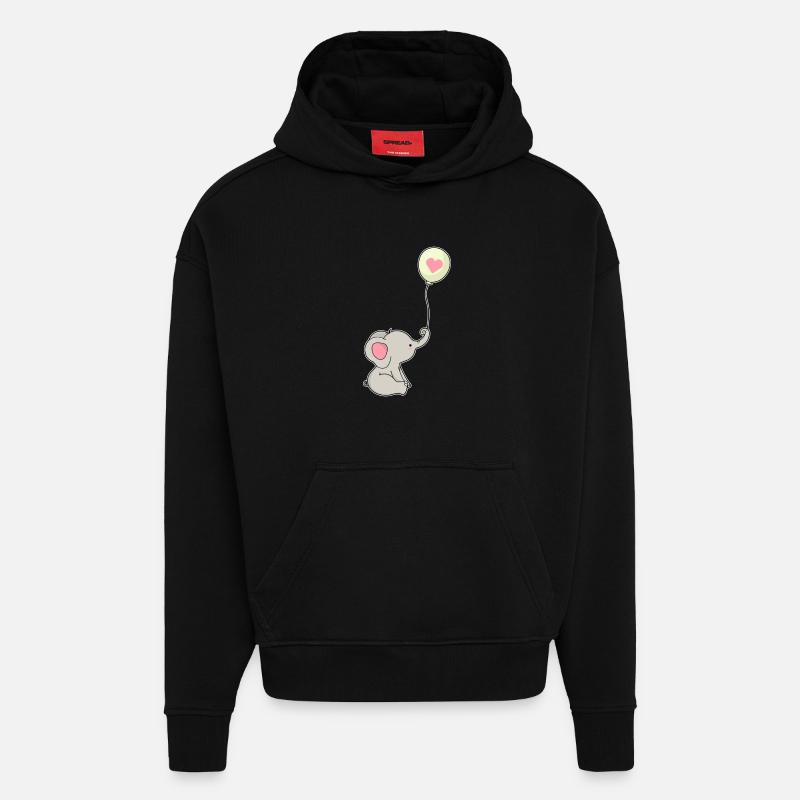 Ballon éléphant - Sweat à capuche bio épais oversize fabriqué en UE - SOLID BLACK