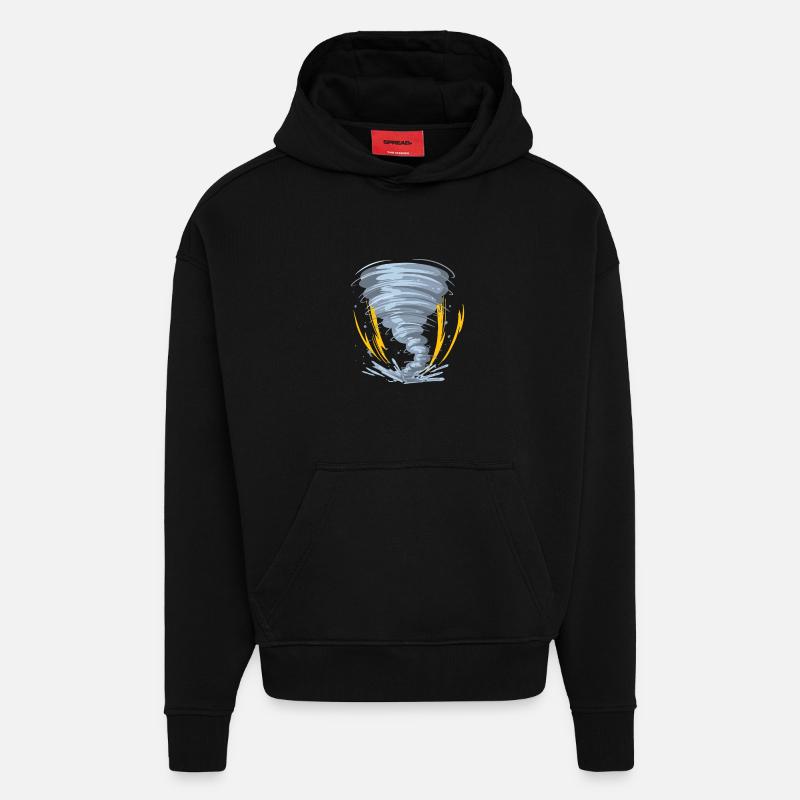Tornade Hurricane Windsturm Idée cadeau - Sweat à capuche bio épais oversize fabriqué en UE - SOLID BLACK