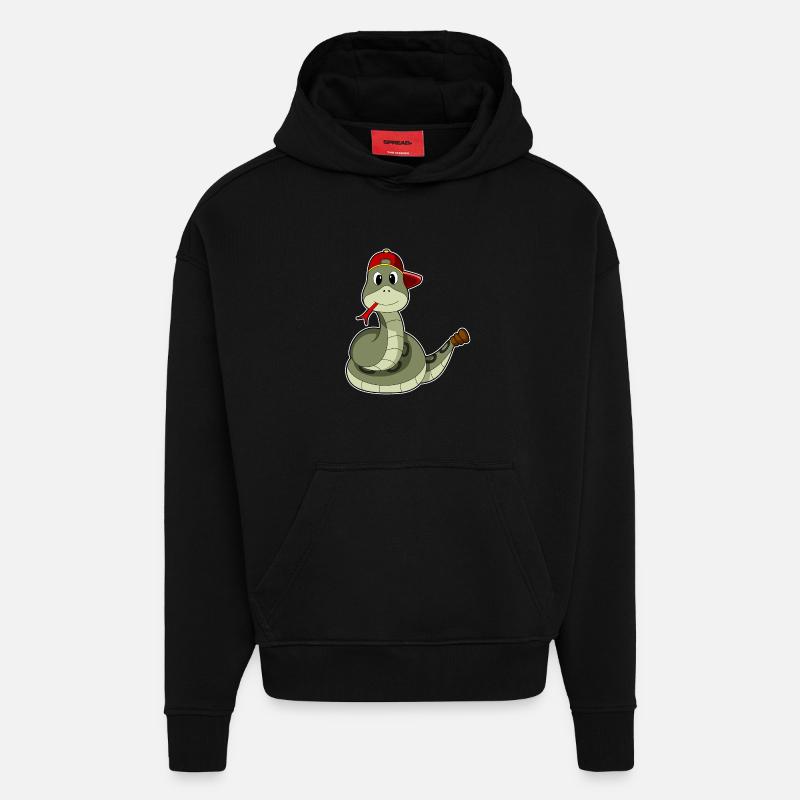 Schlange mit Cap - Hoodie- made by SPREAD  - SOLID BLACK