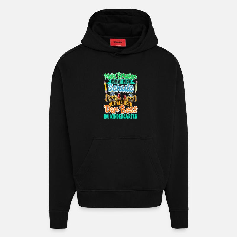 Bruder Bagger Einschulung Kindergarten - Hoodie- made by SPREAD  - SOLID BLACK