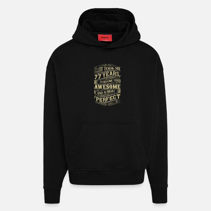 77e anniversaire - Sweat à capuche bio épais oversize fabriqué en UE - SOLID BLACK