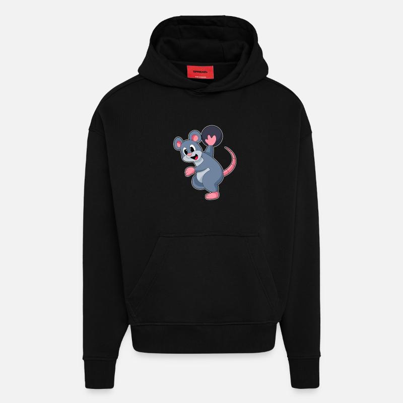 Boule de bowling rat - Sweat à capuche bio épais oversize fabriqué en UE - SOLID BLACK