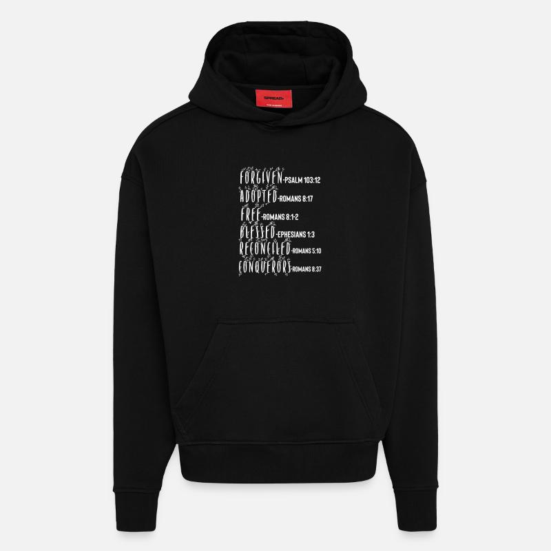 Verset biblique du Saint- - Sweat à capuche bio épais oversize fabriqué en UE - SOLID BLACK