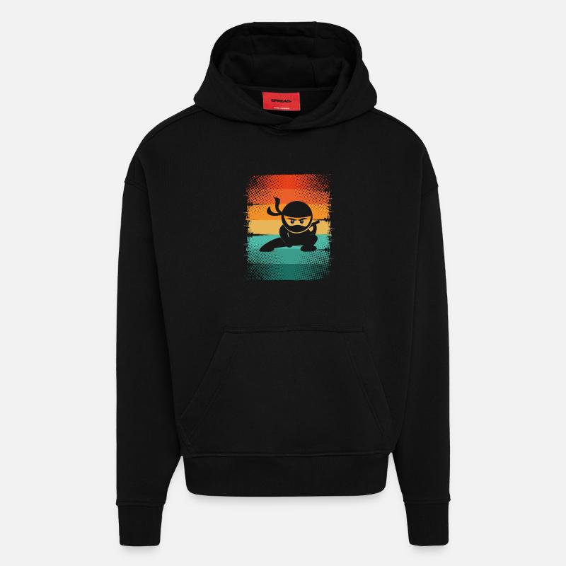 Ninja - Sweat à capuche bio épais oversize fabriqué en UE - SOLID BLACK