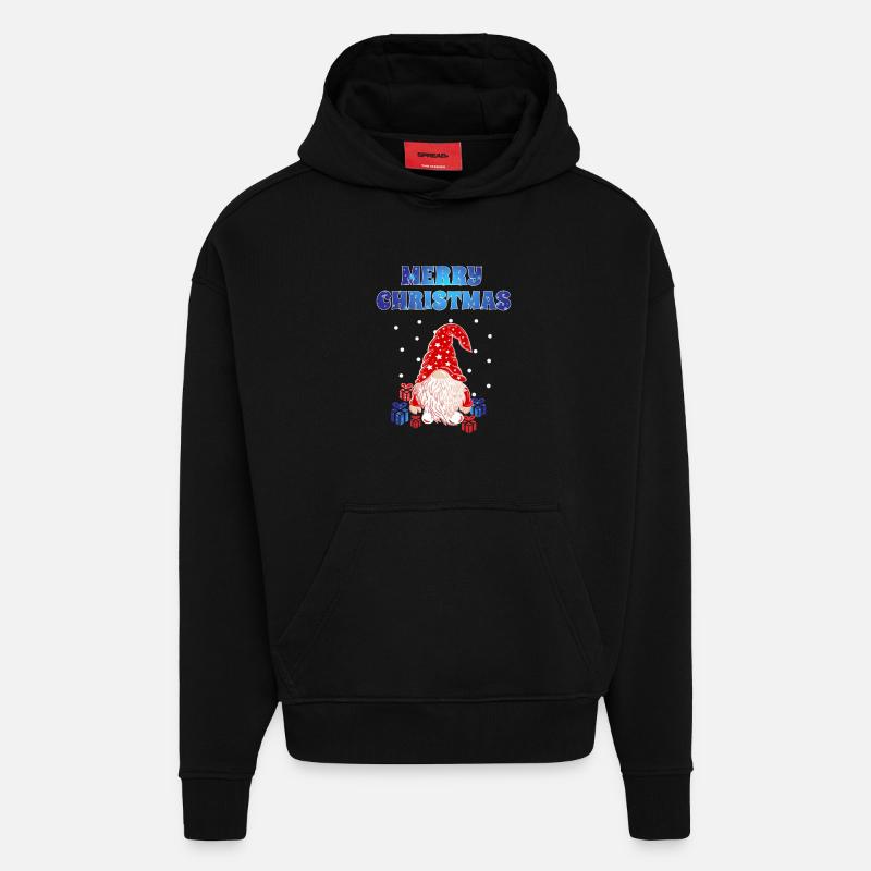Gnome de Noël - Sweat à capuche bio épais oversize fabriqué en UE - SOLID BLACK