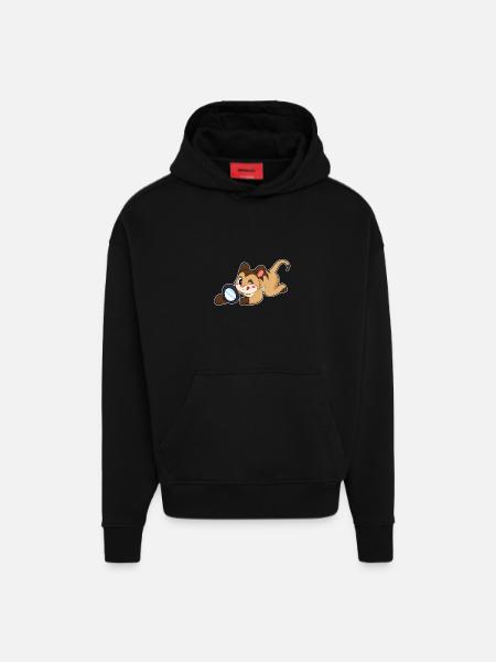Erdmännchen Detektiv Lupe - Hoodie- made by SPREAD - SOLID BLACK