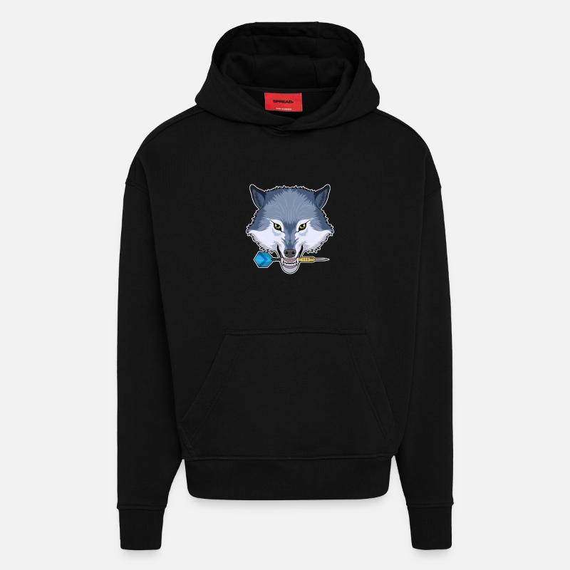 Wolf Dart Dartpfeil - Hoodie- made by SPREAD - SOLID BLACK