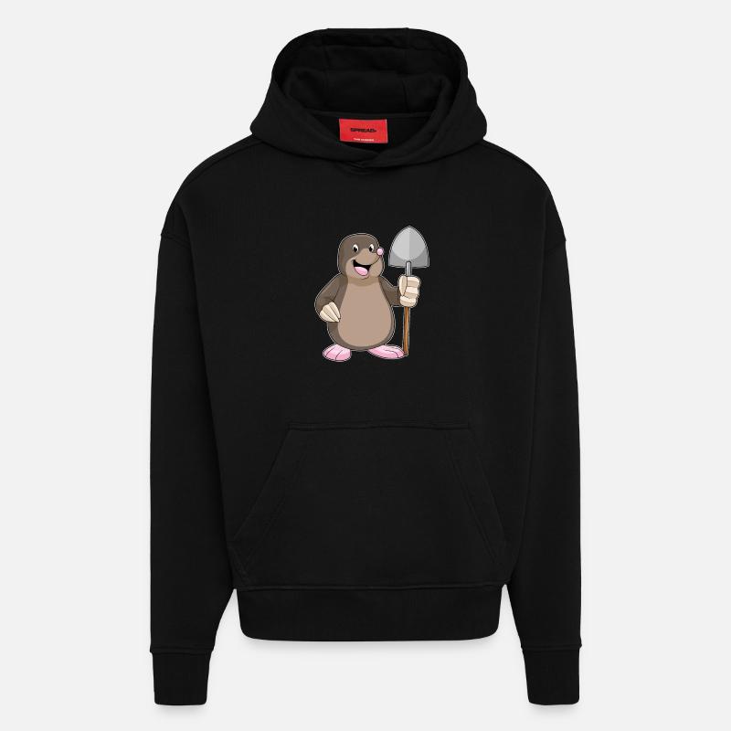 Mole Miner Shovel Mining - Hoodie- made by SPREAD - SOLID BLACK