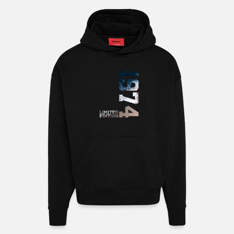 52E ANNIVERSAIRE ÉDITION LIMITÉE 1974 - Sweat à capuche bio épais oversize fabriqué en UE - SOLID BLACK