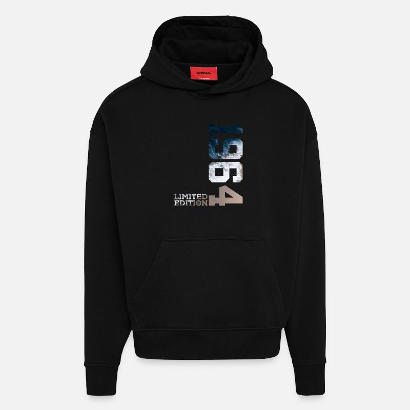 62E ANNIVERSAIRE ÉDITION LIMITÉE 1964 - Sweat à capuche bio épais oversize fabriqué en UE - SOLID BLACK