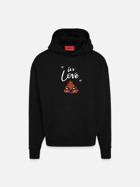 Jeg elsker lort sød lort bunke - Heavyweight oversized organic hoodie made in EU - SOLID BLACK