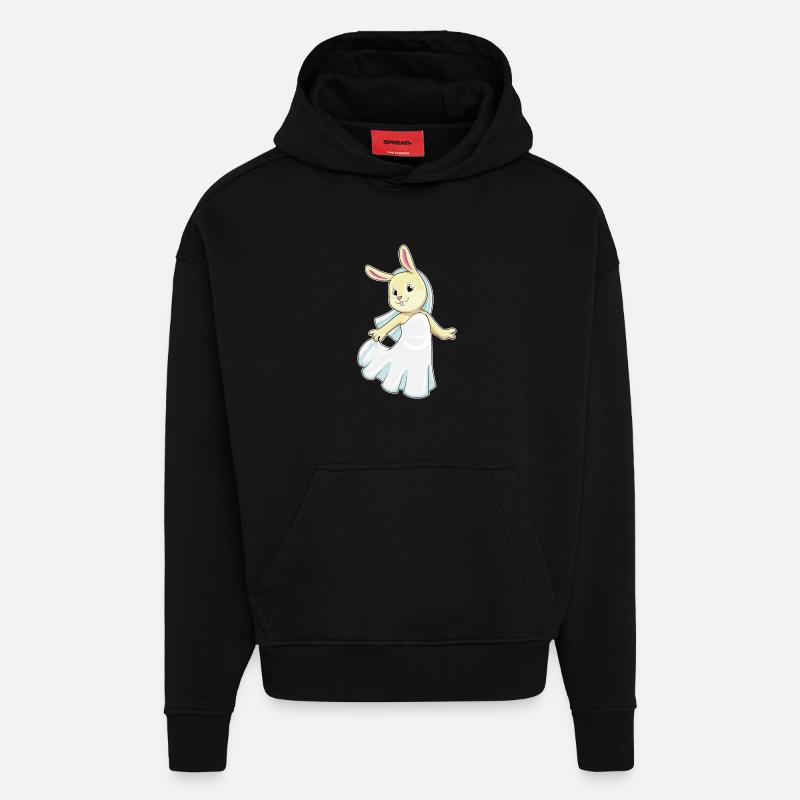 Lapin comme mariée avec voile - Sweat à capuche bio épais oversize fabriqué en UE - SOLID BLACK