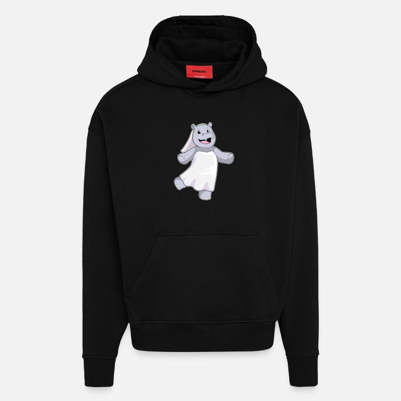Hippopotame comme une mariée avec voile - Sweat à capuche bio épais oversize fabriqué en UE - SOLID BLACK