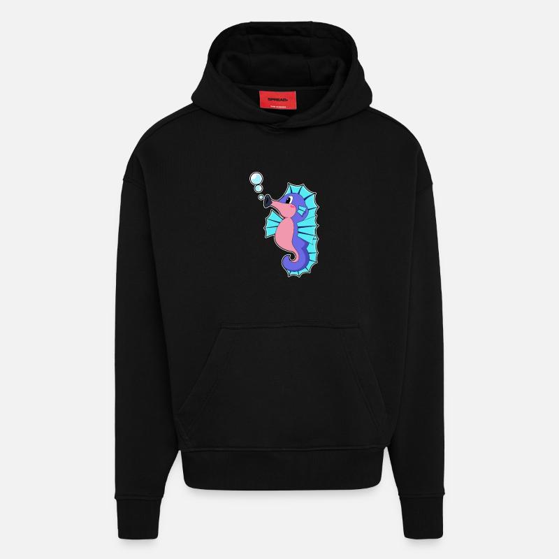 Hippocampe - Sweat à capuche bio épais oversize fabriqué en UE - SOLID BLACK