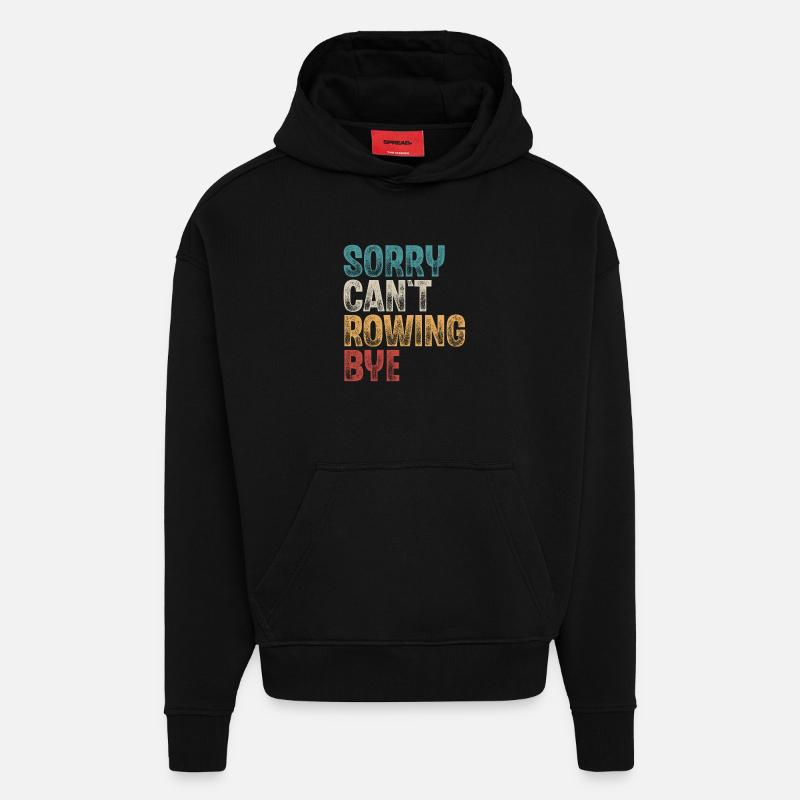 Rameur Rameur Bateau à rames - Sweat à capuche bio épais oversize fabriqué en UE - SOLID BLACK