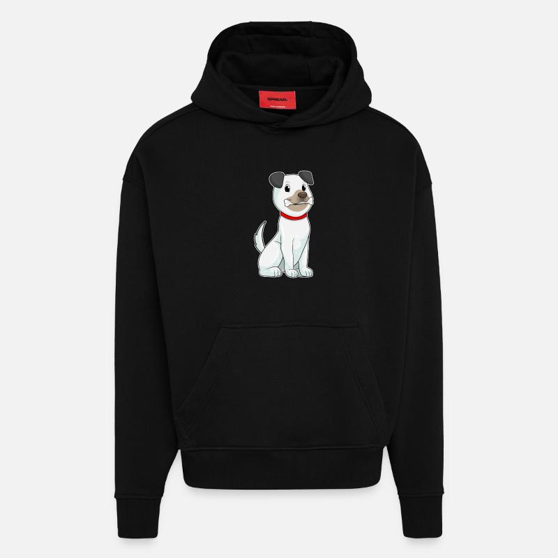 Chien avec des os - Sweat à capuche bio épais oversize fabriqué en UE - SOLID BLACK