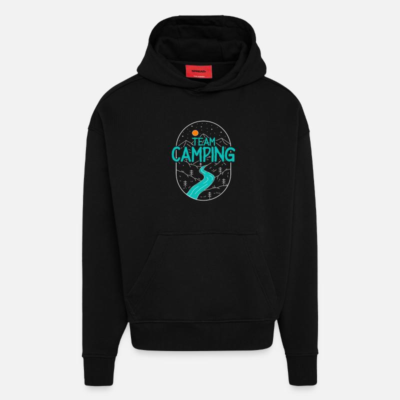 Équipe Camping Camper Campen - Sweat à capuche bio épais oversize fabriqué en UE - SOLID BLACK