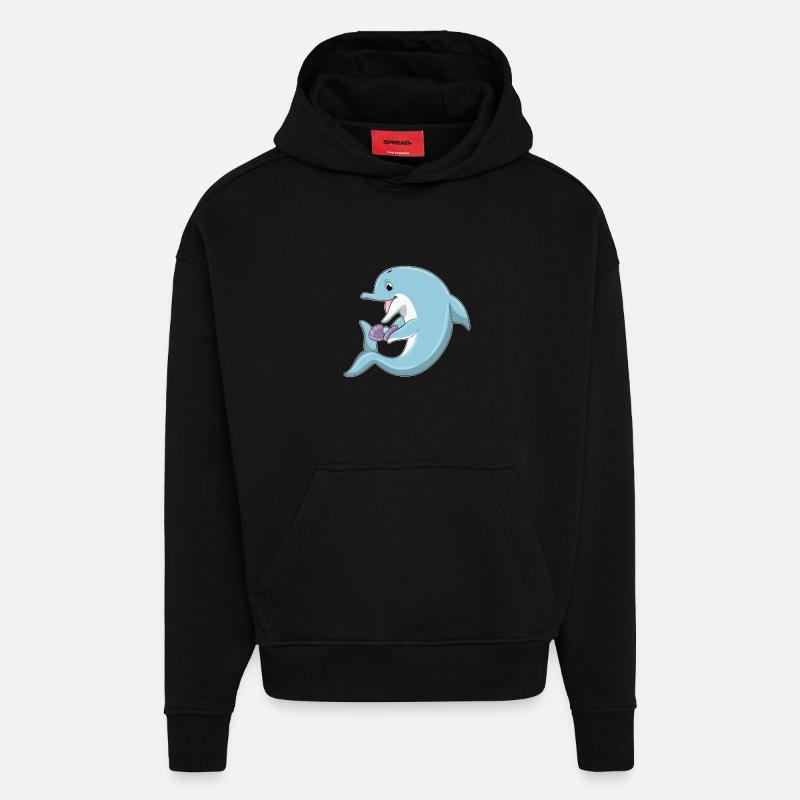 Delfin Perle - Hoodie- made by SPREAD  - SOLID BLACK