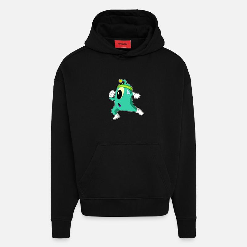Alien en joggeur - Sweat à capuche bio épais oversize fabriqué en UE - SOLID BLACK