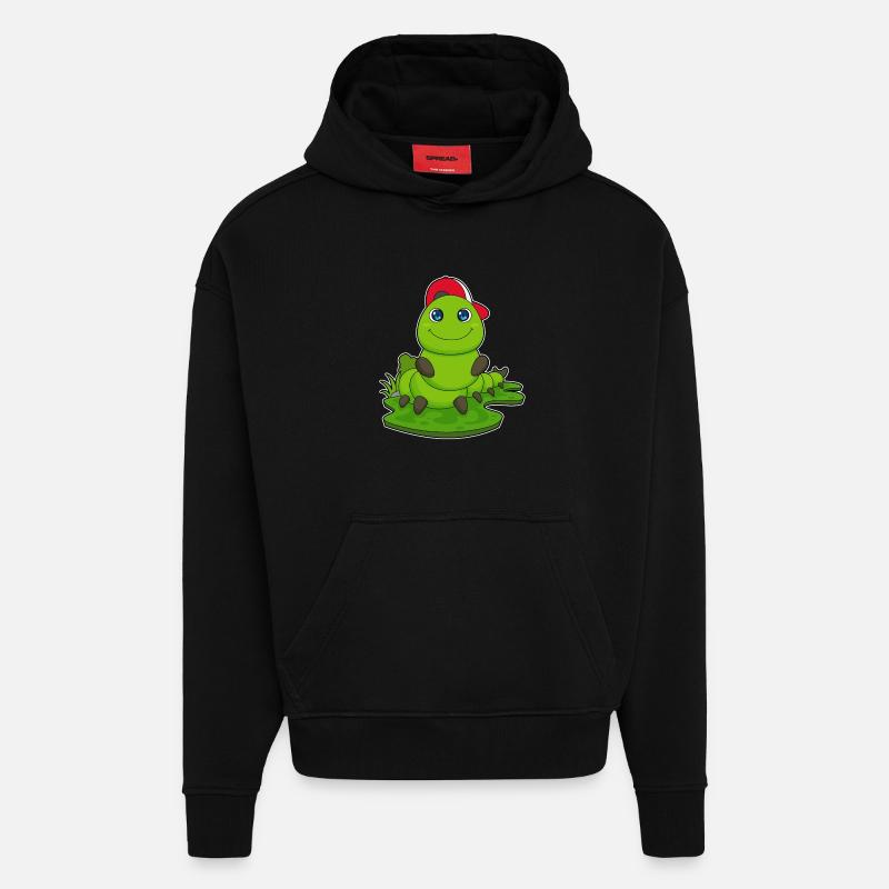 Raupe mit Cap - Hoodie- made by SPREAD - SOLID BLACK