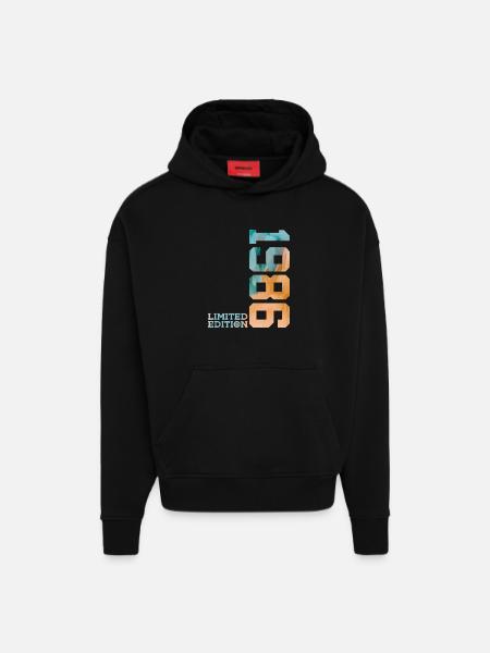 40E ANNIVERSAIRE ÉDITION LIMITÉE 1986 - Sweat à capuche bio épais oversize fabriqué en UE - SOLID BLACK