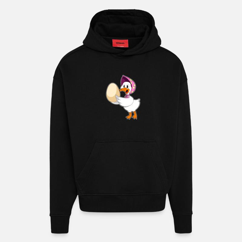 Oeuf de canard - Sweat à capuche bio épais oversize fabriqué en UE - SOLID BLACK