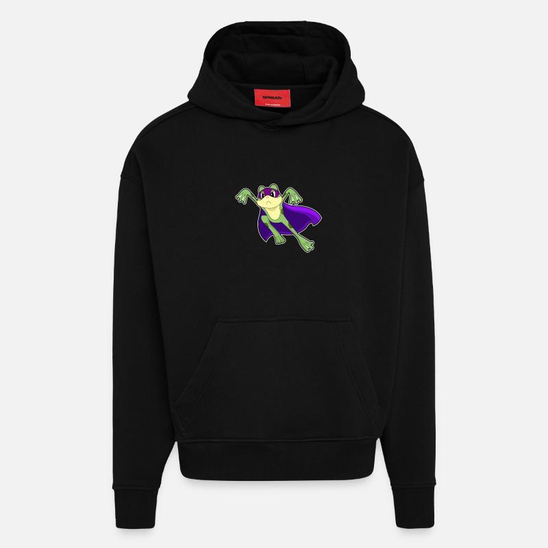 Frosch Held - Hoodie- made by SPREAD  - SOLID BLACK
