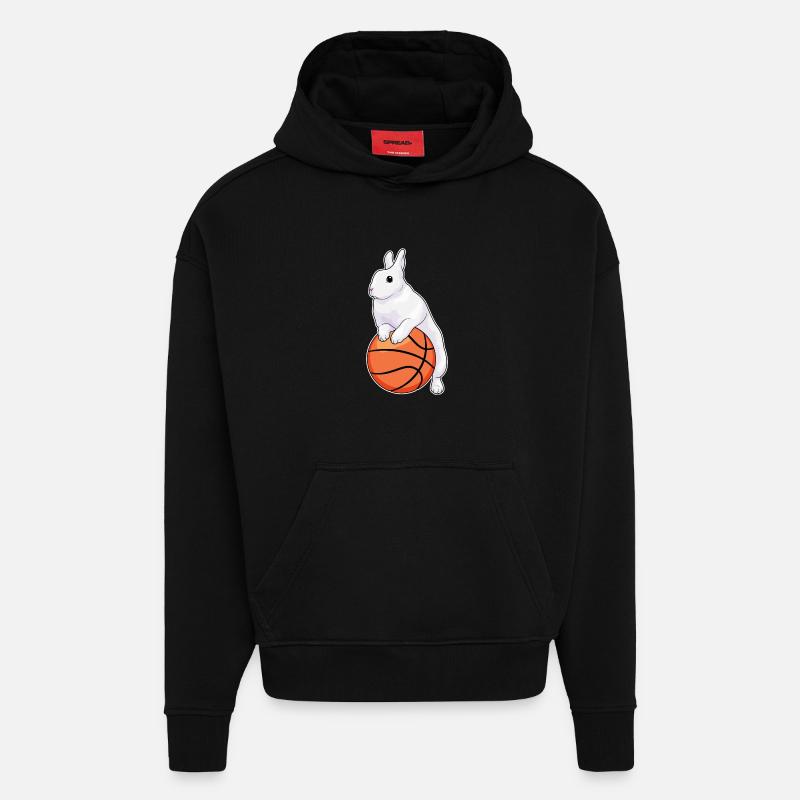 Lapin Basketteur Basketteur - Sweat à capuche bio épais oversize fabriqué en UE - SOLID BLACK
