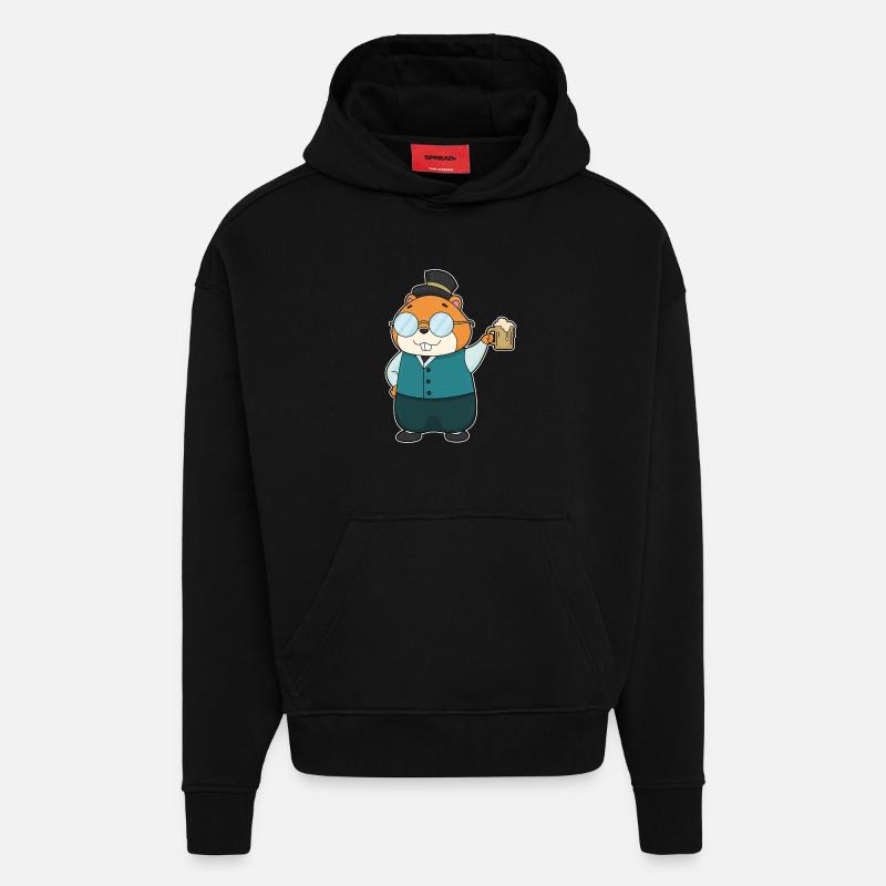 Hamster Bier - Hoodie- made by SPREAD - SOLID BLACK