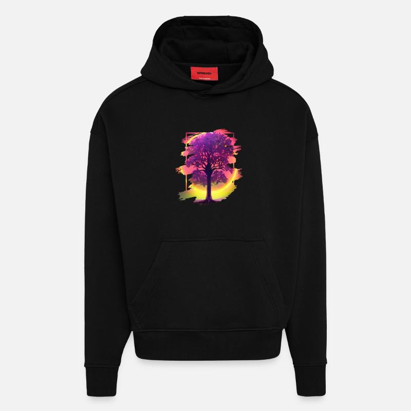 Arbre - Sweat à capuche bio épais oversize fabriqué en UE - SOLID BLACK