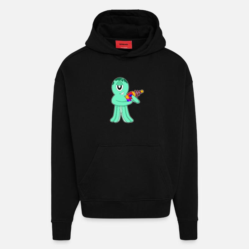 Krake Alien - Hoodie- made by SPREAD - SOLID BLACK