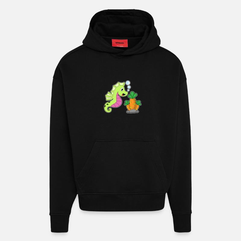 Seepferdchen Karotte - Hoodie- made by SPREAD - SOLID BLACK