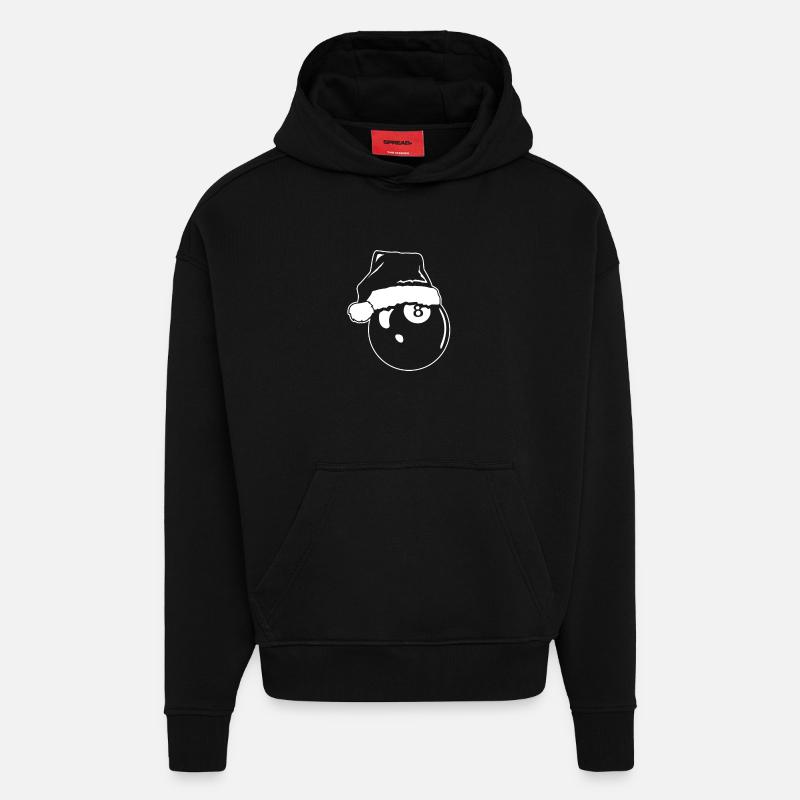 Bal de billard de Noël - Sweat à capuche bio épais oversize fabriqué en UE - SOLID BLACK