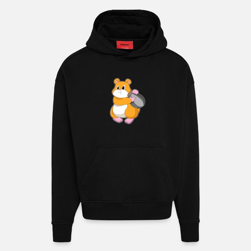 Hamster Noyer - Sweat à capuche bio épais oversize fabriqué en UE - SOLID BLACK